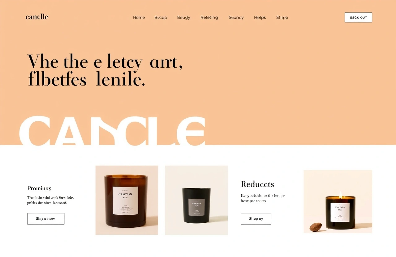 A beautifully generated luxury candle brand website with warm tones, large typography, and premium product photography